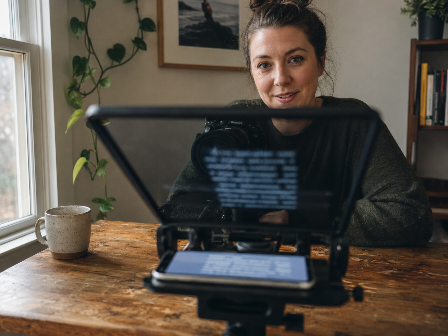 Teleprompter-Handy-Rückansicht