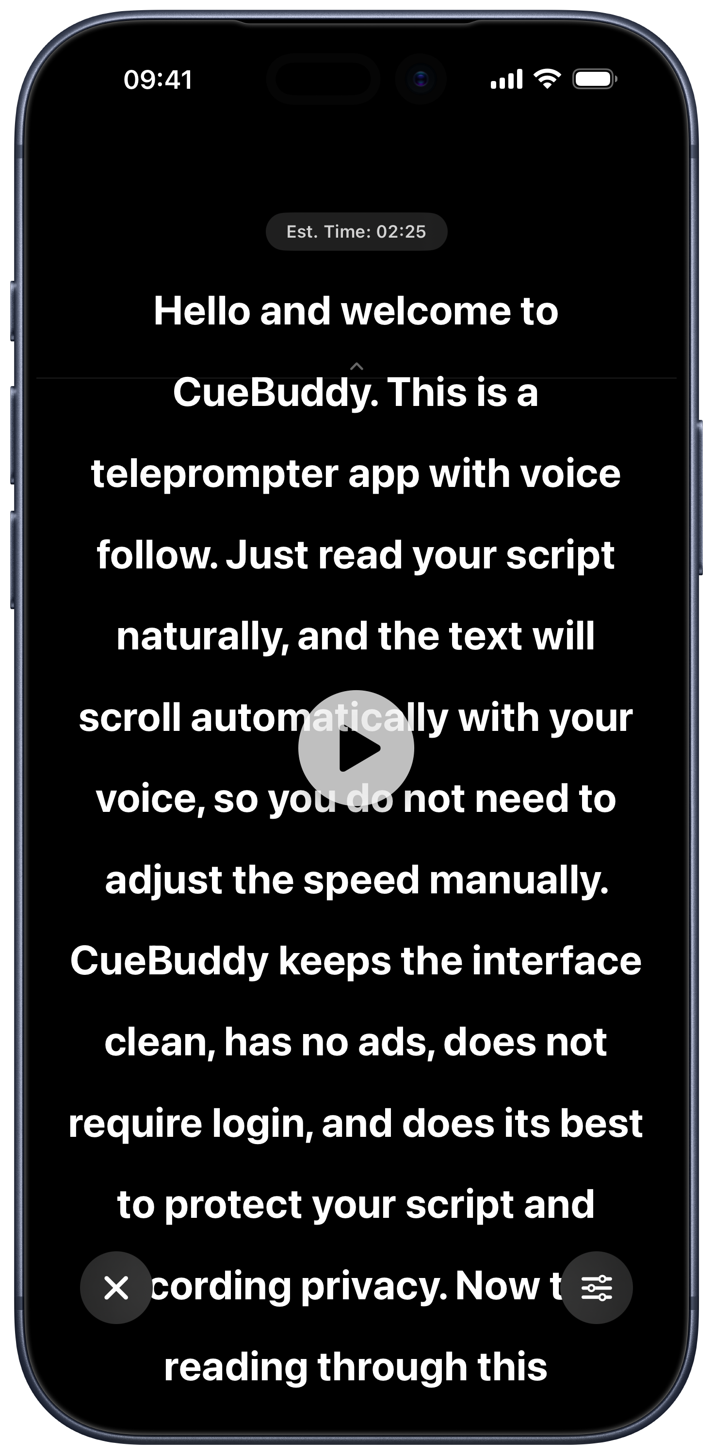 Full-Screen Teleprompter