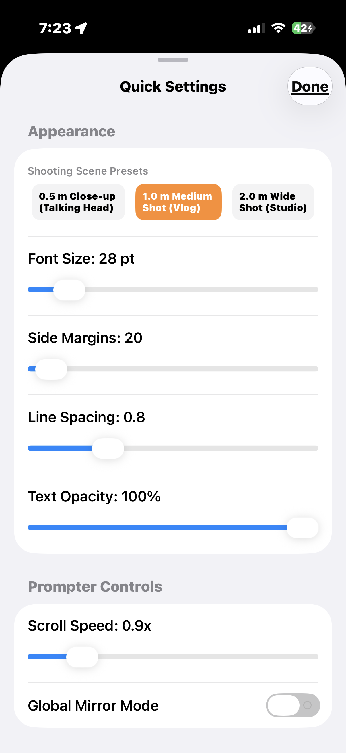 Quick Layout Settings